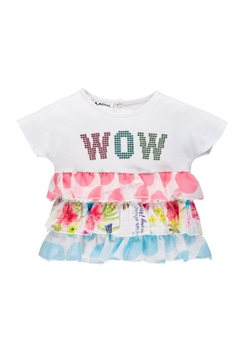 T-shirt in jersey con balze fantasia - Abbigliamento neonata 0-36 mesi
