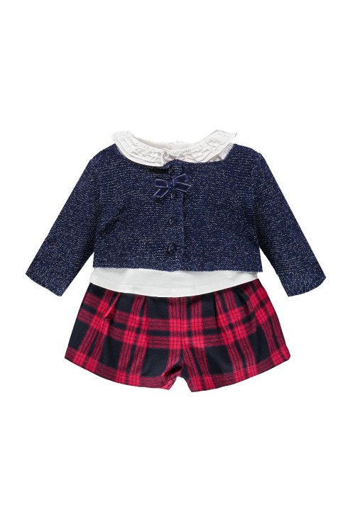 Completo 3 pezzi:camicia bermuda e cardigan - Baby girl clothing 0-36 months