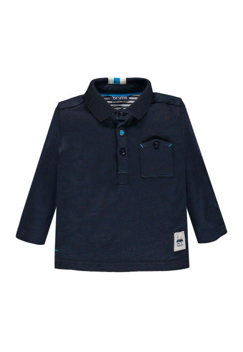 Brums Polo in jersey con collo rigato Blu