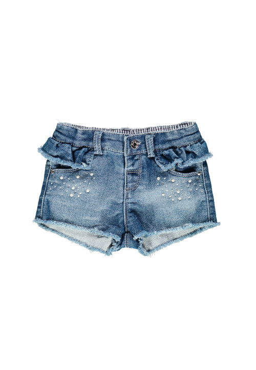 Brums Shorts in felpa denim con strass Azzurro