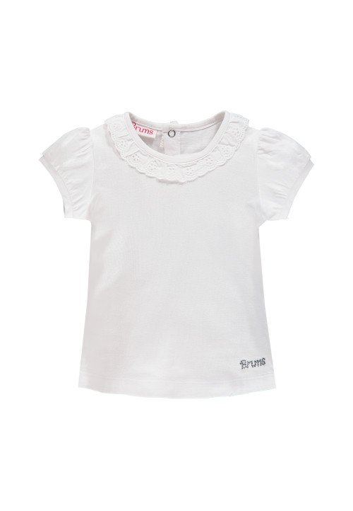 T-shirt in jersey con collo in sangallo - Baby girl clothing 0-36 months