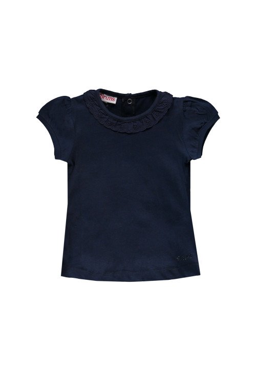 T-shirt in jersey con collo in sangallo - Baby girl clothing 0-36 months