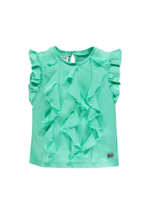 T-shirt in jersey con rouches verde