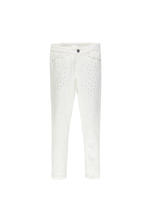 Mek Pantalone stretch bianco con strass Bianco