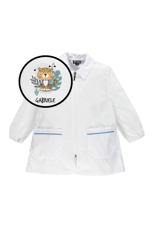  Brums Grembiule bambino con zip e stampa personalizzata animals Bianco Bianco - Abbigliamento da bambino e da ragazzo