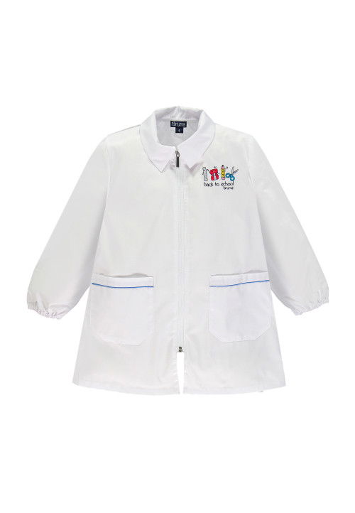 Brums Grembiule bianco con zip e personalizzabile ricamo nome Bianco