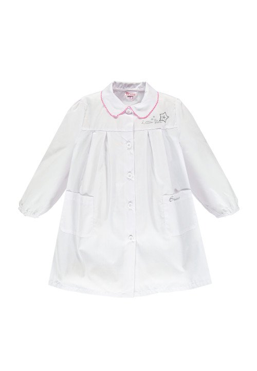 Grembiule bianco con pieghe e ricamo - Kid girl clothing 4-18 years