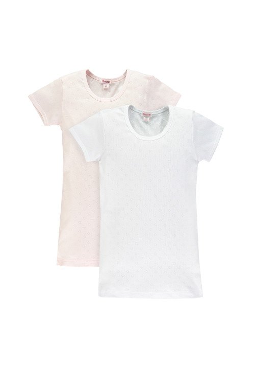 T-shirt intima in jersey stretch manica corta - confezione due pezzi - Kid girl clothing 4-18 years