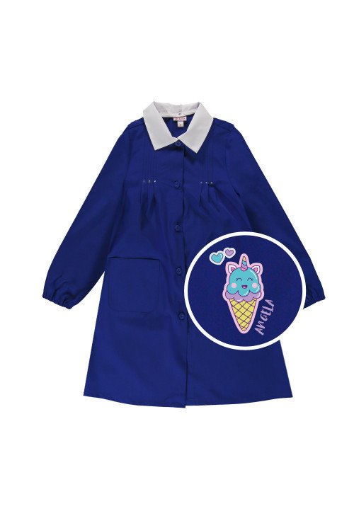 Brums Grembiule bambina con bottoni con stampa personalizzata Unicorno Blu