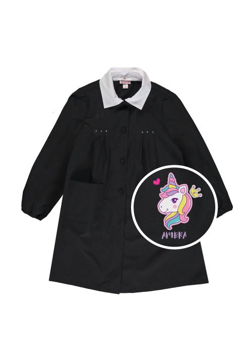 Grembiule bambina con bottoni con stampa personalizzata Unicorno