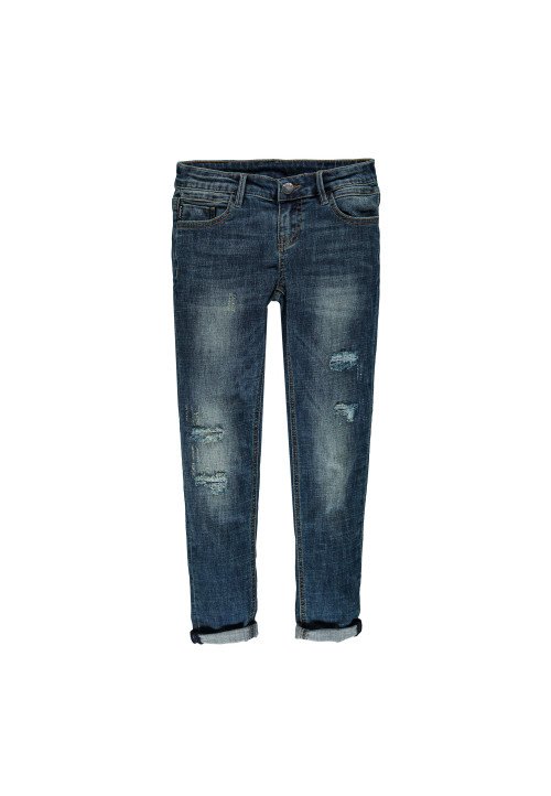 Jeans stretch con rotture Repreve®