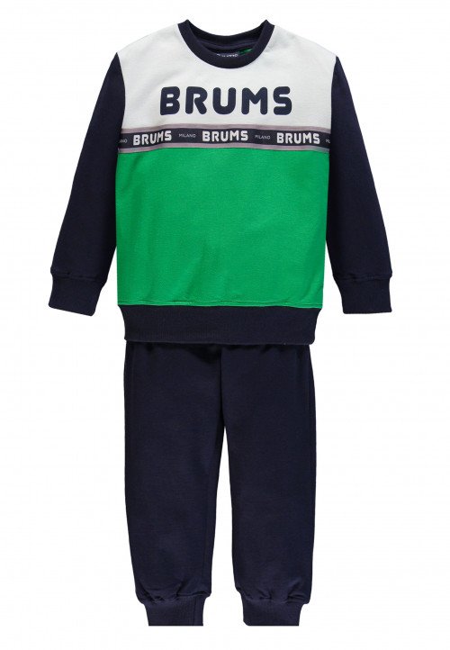  Brums Tuta logo girocollo in felpina Verde Verde - Abbigliamento da bambino e da ragazzo