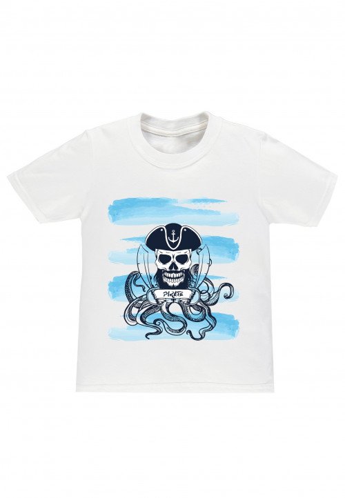 Teschio Pirata t-shirt bambino bianca
