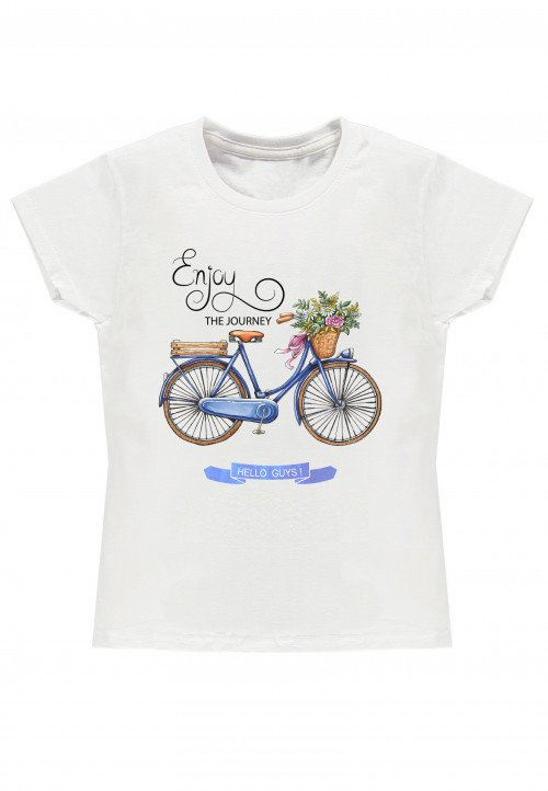 Bicicletta t-shirt bambina bianca