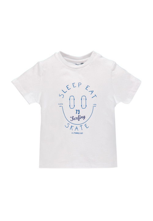 3 Pommes T-shirt neonato Sleep eat skate Bianco