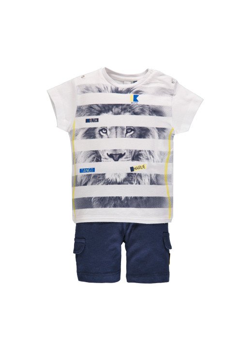  Completo 2 pezzi T-shirt e bermuda noeonato Blu - Abbigliamento neonato