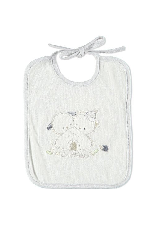  Bavetta ricamata in ciniglia Bianco - Abbigliamento neonato