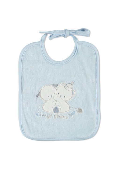  Bavetta ricamata in ciniglia Azzurro - Abbigliamento neonato