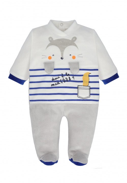  Tutina in ciniglia Bianco - Abbigliamento neonato