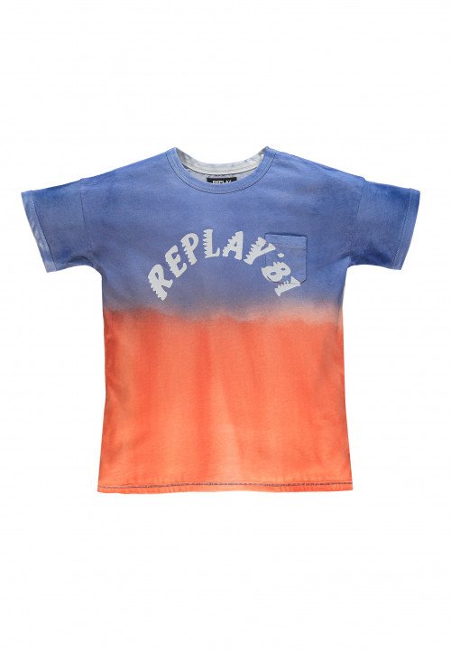 Replay T-Shirt Logo Manica Corta Bicolor