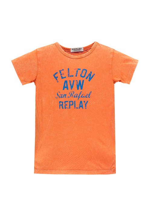 Replay T-Shirt Bambino Manica Corta Arancio