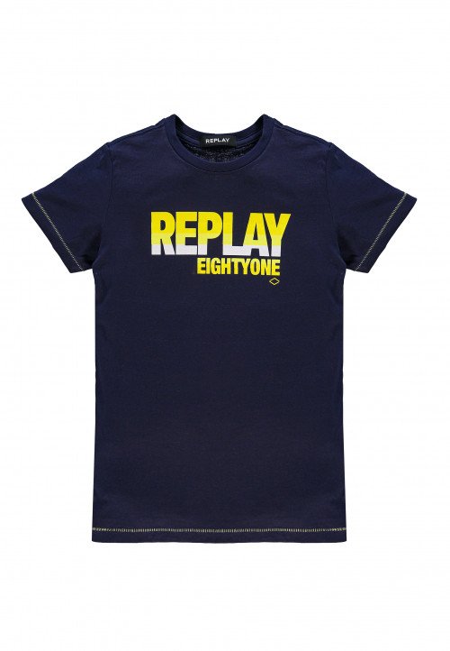 Replay T-Shirt Logo Manica Corta Blu
