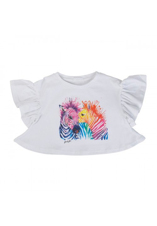 Fun Fun T-shirt bimba maniche corte con stampa unicorni Bianco