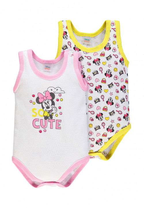 Disney Bipack Body Americano senza maniche Minnie Bianco