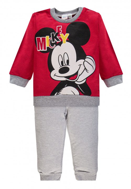 Disney Completo Stampato Felpa Stretch Mickey Rosso