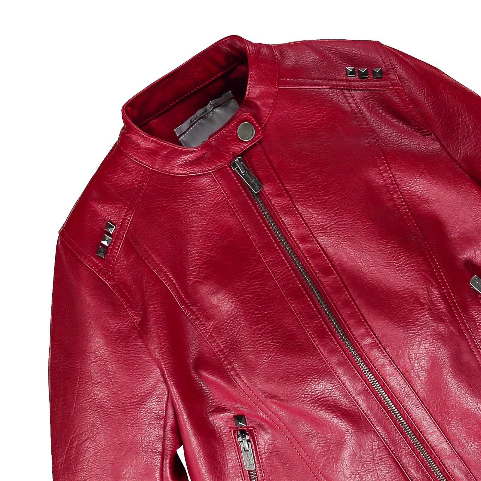 Giacca biker oversize con dettaglio cut-outSimone Rocha in Pelle di colore Rosso Donna Abbigliamento da Gonne da Gonne al ginocchio 